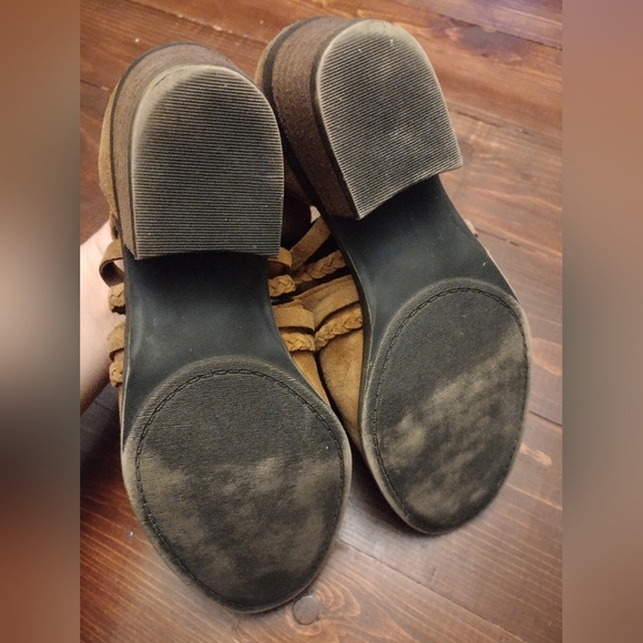 CASLON Genuine Leather Upper Braided Straps Boho Chic Suede Booties - Picture 9 of 9